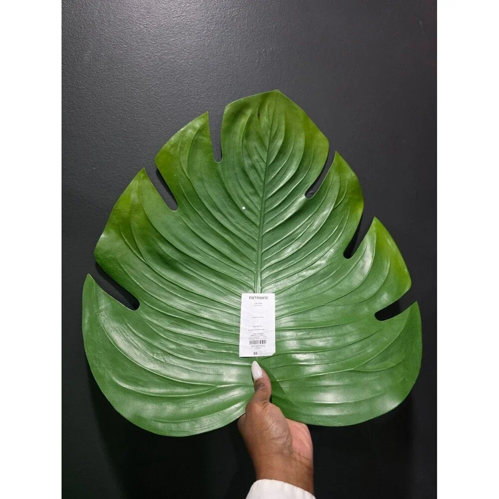 Pier 1 Monstera Leaf Placemat Set Of 8 17x16 Tropical Patio Hollywood Regency